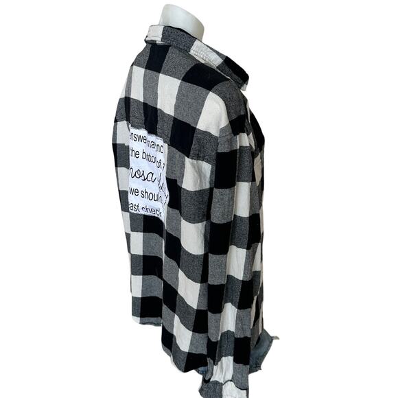 Mimosa Quote Plaid Flannel Shirt XL Classic Oversized Unique Funny Brunch - Picture 3 of 6